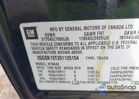 2006 Chevrolet Silverado 1500 Lt3 from USA, damaged, VIN 2GCEK13T261125154